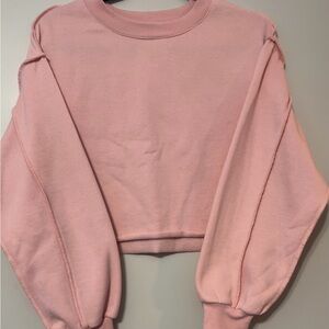 Pink cropped sweatshirt for a casual, sporty look - Large